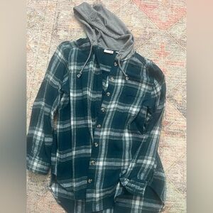 Plaid shirt with hood